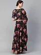 AKS Black & Pink Floral Print Ready To Wear Lehenga & Choli With Dupatta
