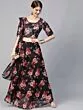 AKS Black & Pink Floral Print Ready To Wear Lehenga & Choli With Dupatta