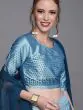 Couture Blue & Black Printed Ready To Wear Lehenga & Blouse With Dupatta