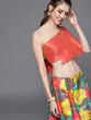Couture Red & Yellow Woven Design Ready To Wear Lehenga With Blouse