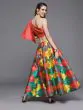 Couture Red & Yellow Woven Design Ready To Wear Lehenga With Blouse
