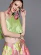 Couture Pink & Green Woven Design Ready To Wear Lehenga With Blouse