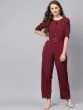 Women Maroon Solid Basic Jumpsuit