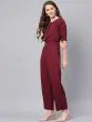 Women Maroon Solid Basic Jumpsuit