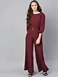 Women Maroon Solid Basic Jumpsuit