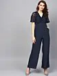 Navy Blue Solid Basic Jumpsuit
