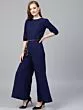 Navy Blue Solid Basic Jumpsuit