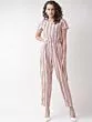 Women Pink & White Striped Basic Jumpsuit