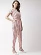 Women Pink & White Striped Basic Jumpsuit