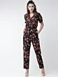 Women Black & Pink Printed Basic Jumpsuit