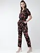 Women Black & Pink Printed Basic Jumpsuit