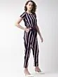 Women Navy Blue & White Striped Basic Jumpsuit