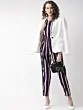 Women Navy Blue & White Striped Basic Jumpsuit