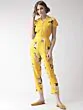 Women Yellow & Off-White Printed Basic Jumpsuit
