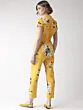 Women Yellow & Off-White Printed Basic Jumpsuit