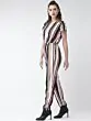 Women Off-White & Burgundy Striped Basic Jumpsuit