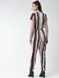 Women Off-White & Burgundy Striped Basic Jumpsuit