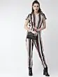 Women Off-White & Burgundy Striped Basic Jumpsuit