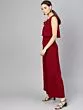Women Maroon Solid Layered Basic Jumpsuit