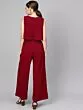 Women Maroon Solid Layered Basic Jumpsuit