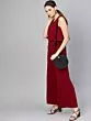 Women Maroon Solid Layered Basic Jumpsuit