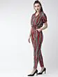Women Black & Red Striped Basic Jumpsuit