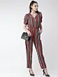 Women Black & Red Striped Basic Jumpsuit