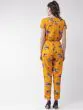 Women Mustard Yellow & Blue Printed Basic Jumpsuit