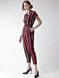 Women Navy Blue & Red Striped Basic Jumpsuit