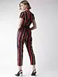 Women Navy Blue & Red Striped Basic Jumpsuit