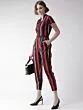 Women Navy Blue & Red Striped Basic Jumpsuit