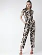 Women Black & Off-White Printed Basic Jumpsuit
