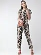 Women Black & Off-White Printed Basic Jumpsuit