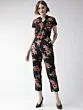 Women Black & Red Printed Basic Jumpsuit
