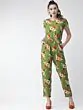Women Green & Yellow Printed Basic Jumpsuit