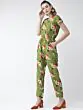 Women Green & Yellow Printed Basic Jumpsuit