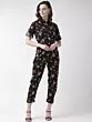 Women Black & Red Printed Basic Jumpsuit
