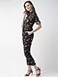 Women Black & Red Printed Basic Jumpsuit
