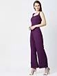 Women Purple Solid Basic Jumpsuit