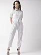 Women White & Black Printed Basic Jumpsuit