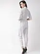 Women White & Black Printed Basic Jumpsuit