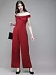Women Maroon Solid Basic Jumpsuit