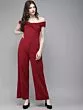 Women Maroon Solid Basic Jumpsuit
