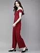 Women Maroon Solid Basic Jumpsuit