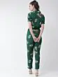 Women Green & Off-White Printed Basic Jumpsuit