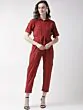 Women Maroon Solid Basic Jumpsuit