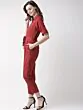 Women Maroon Solid Basic Jumpsuit