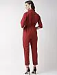 Women Maroon Solid Basic Jumpsuit