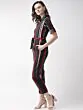 Women Maroon & Black Striped Basic Jumpsuit