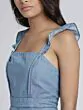 Blue Solid Chambray Basic Jumpsuit